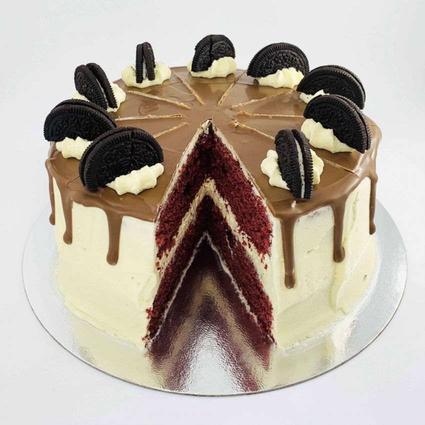 Chocolate Velvet Drip Cake (10 Large Slices)